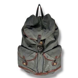 Kuhl Marauder Waxed Canvas Leather Trim Rucksack Backpack Olive Green (WORN)